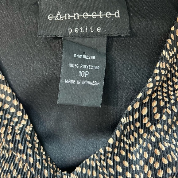 Connected Petite Women's 10P‎ Black Tan Abstract Print V Neck 3/4 Sleeve Peplum - Picture 7 of 7